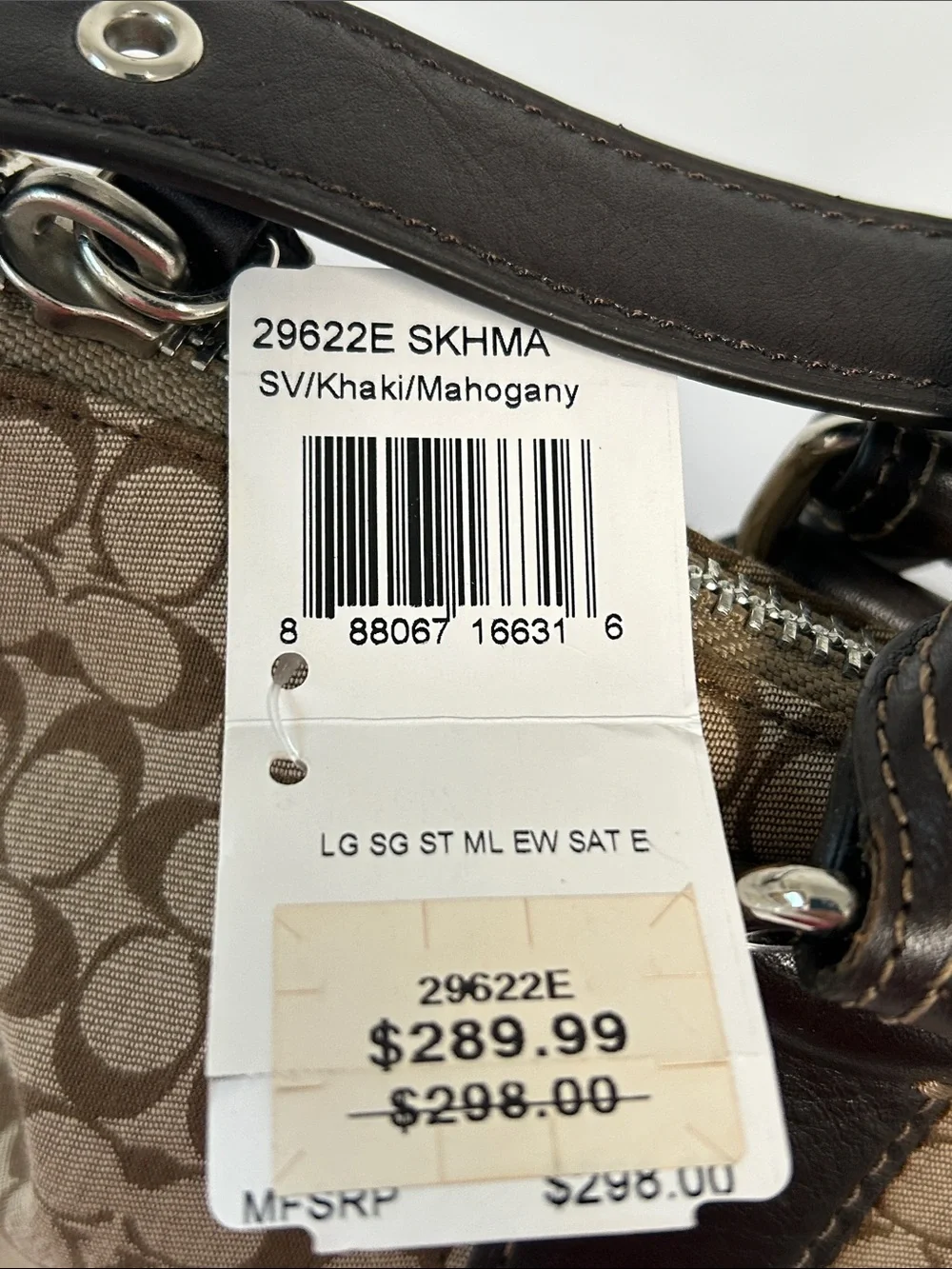 Coach NWT M1320-29622E Retired Striped East/West Satchel Leather Trim Bag